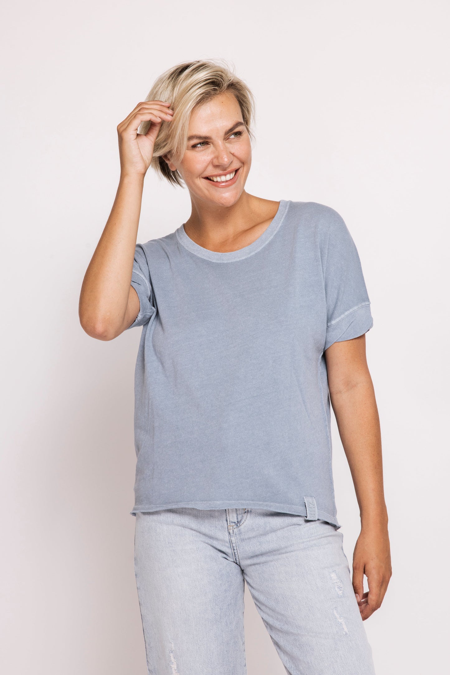 Shirt--"ZHrahel", Short Sleeved, Blue OR Taupe (Zhrill)