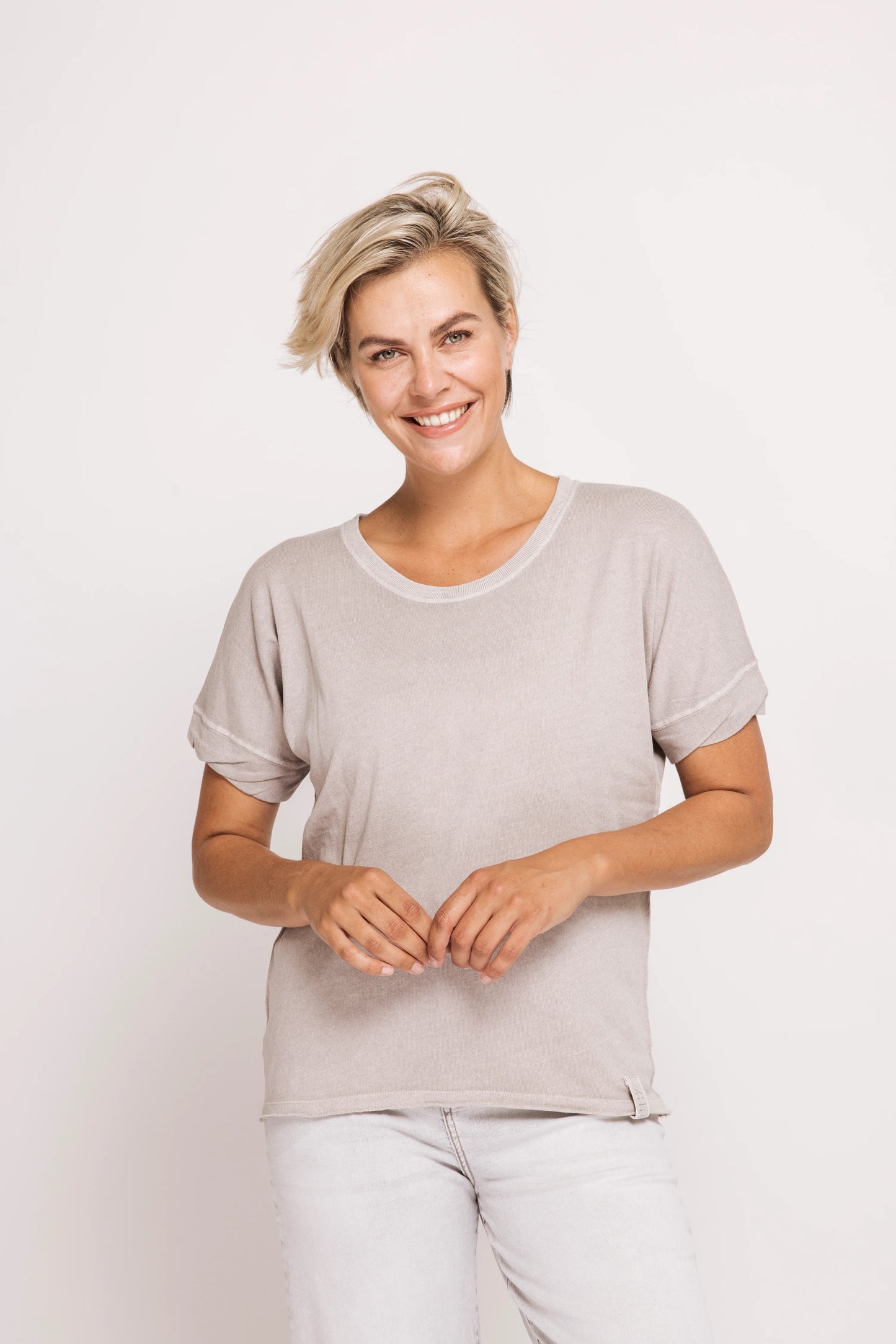 Shirt--"ZHrahel", Short Sleeved, Blue OR Taupe (Zhrill)
