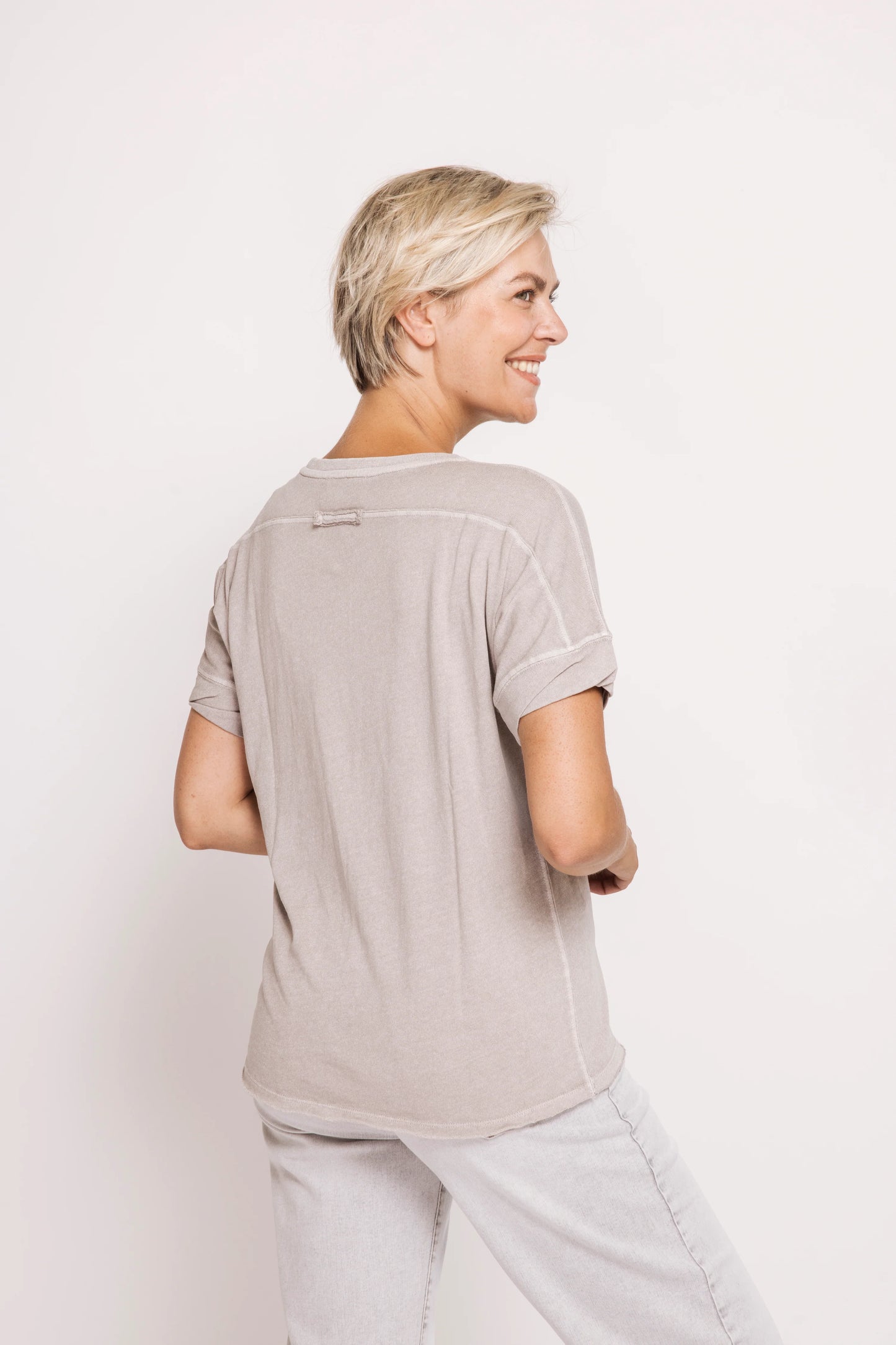 Shirt--"ZHrahel", Short Sleeved, Blue OR Taupe (Zhrill)