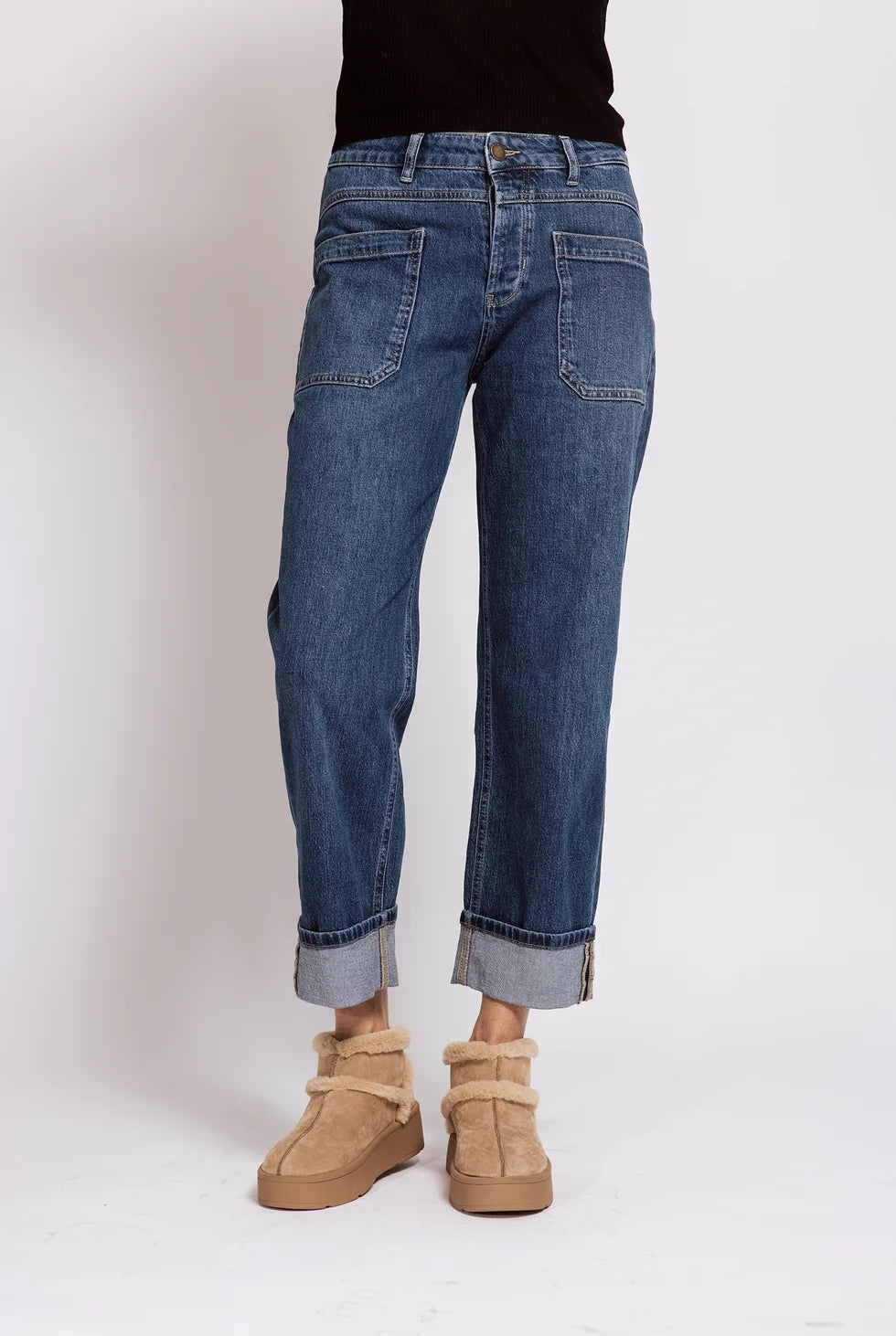 Jeans--"ZHKarli", Cuffed, Patch Pockets, BLUE (Zhrill)