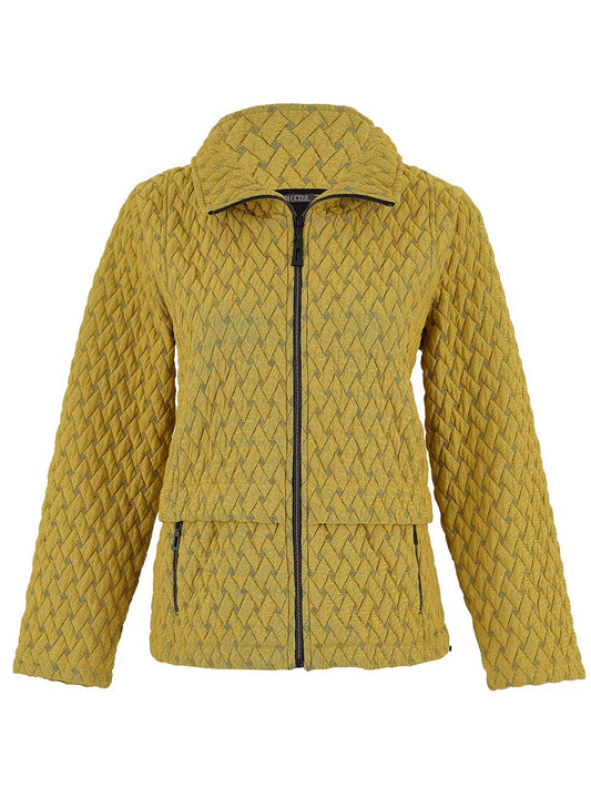 Jacket--Zipper-Front, Knit, Basket Weave--Chartreuse (Dolcezza)
