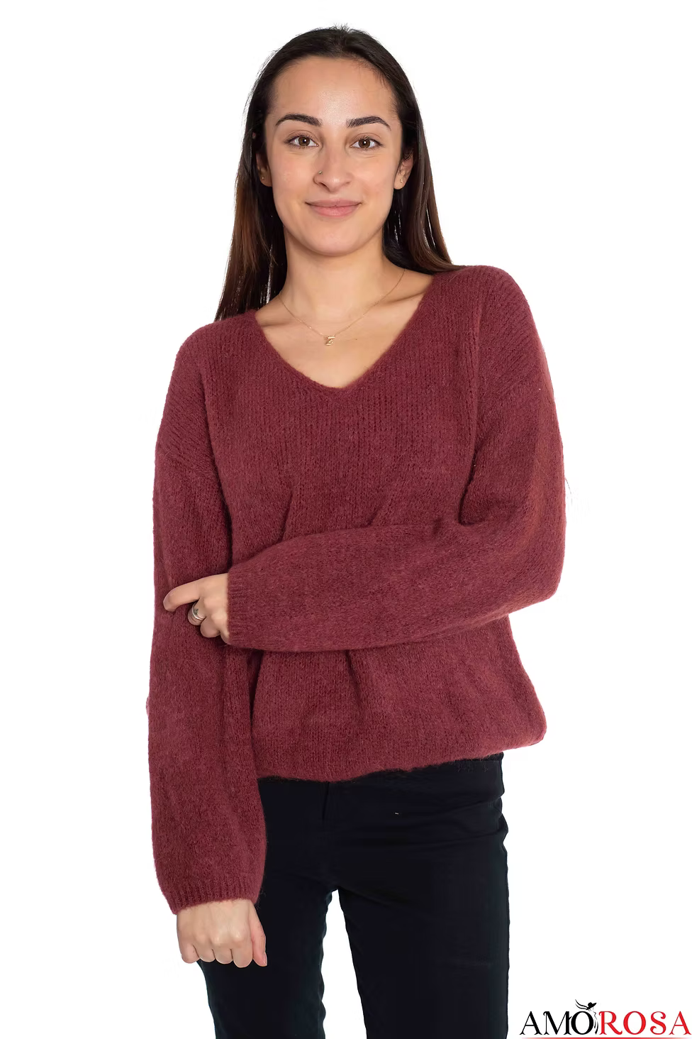 Top--Sweater, V-Neck, Long-Sleeved, 3 Colors (Amorosa)