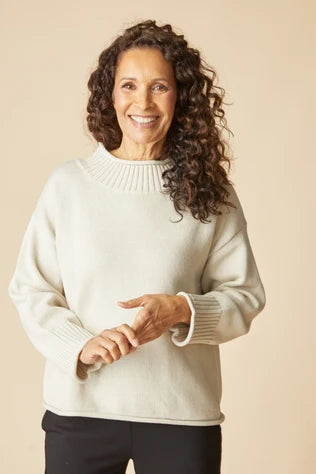 Sweater--"Fireside", Long-Sleeved, Cotton, DOVE (Habitat)