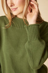 Sweater--"Fireside", Long-Sleeved, Cotton, Fern (Habitat)
