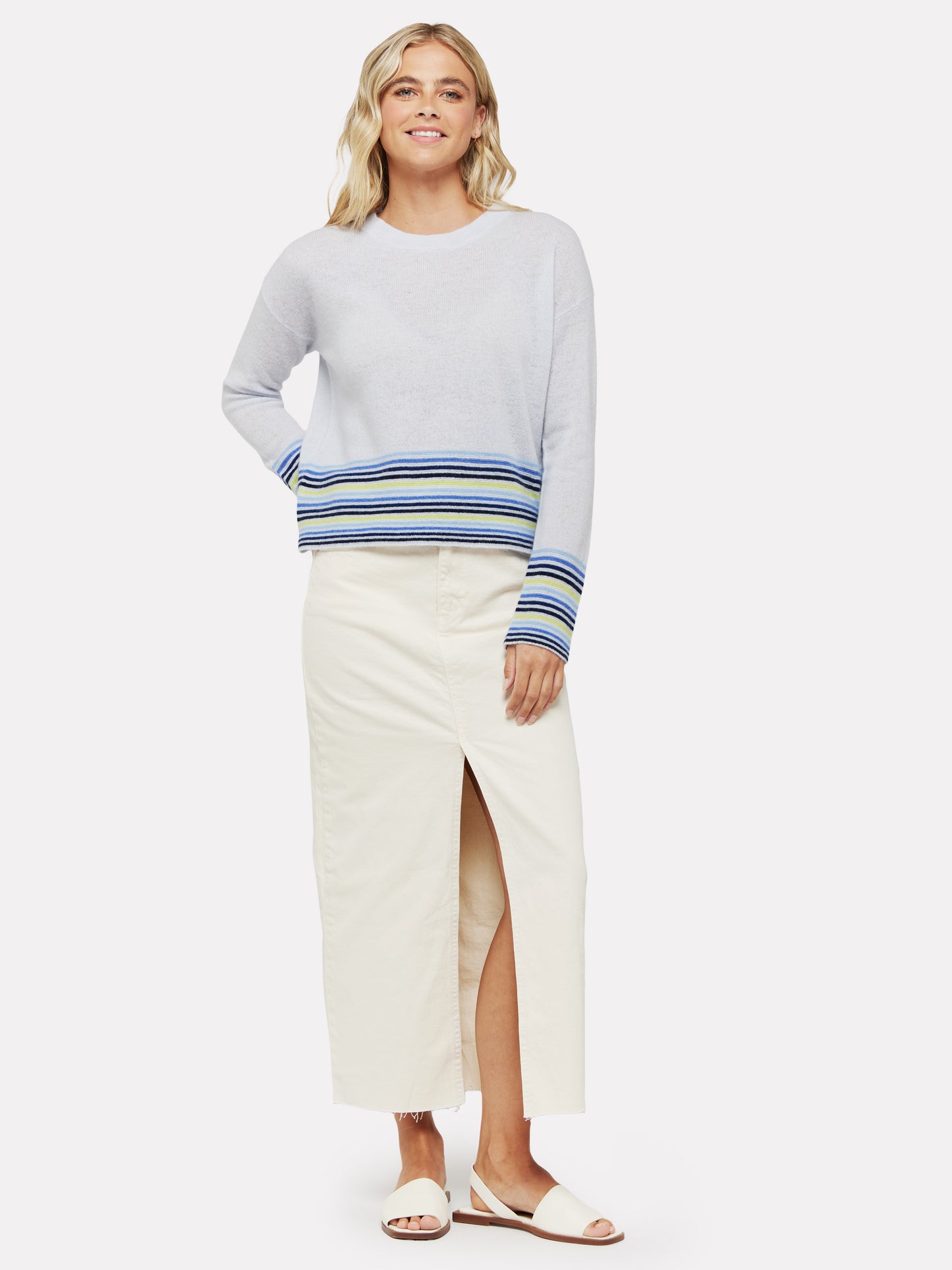 Sweater--"Mini-Stripe Pearl", Cashmere (Brodie)