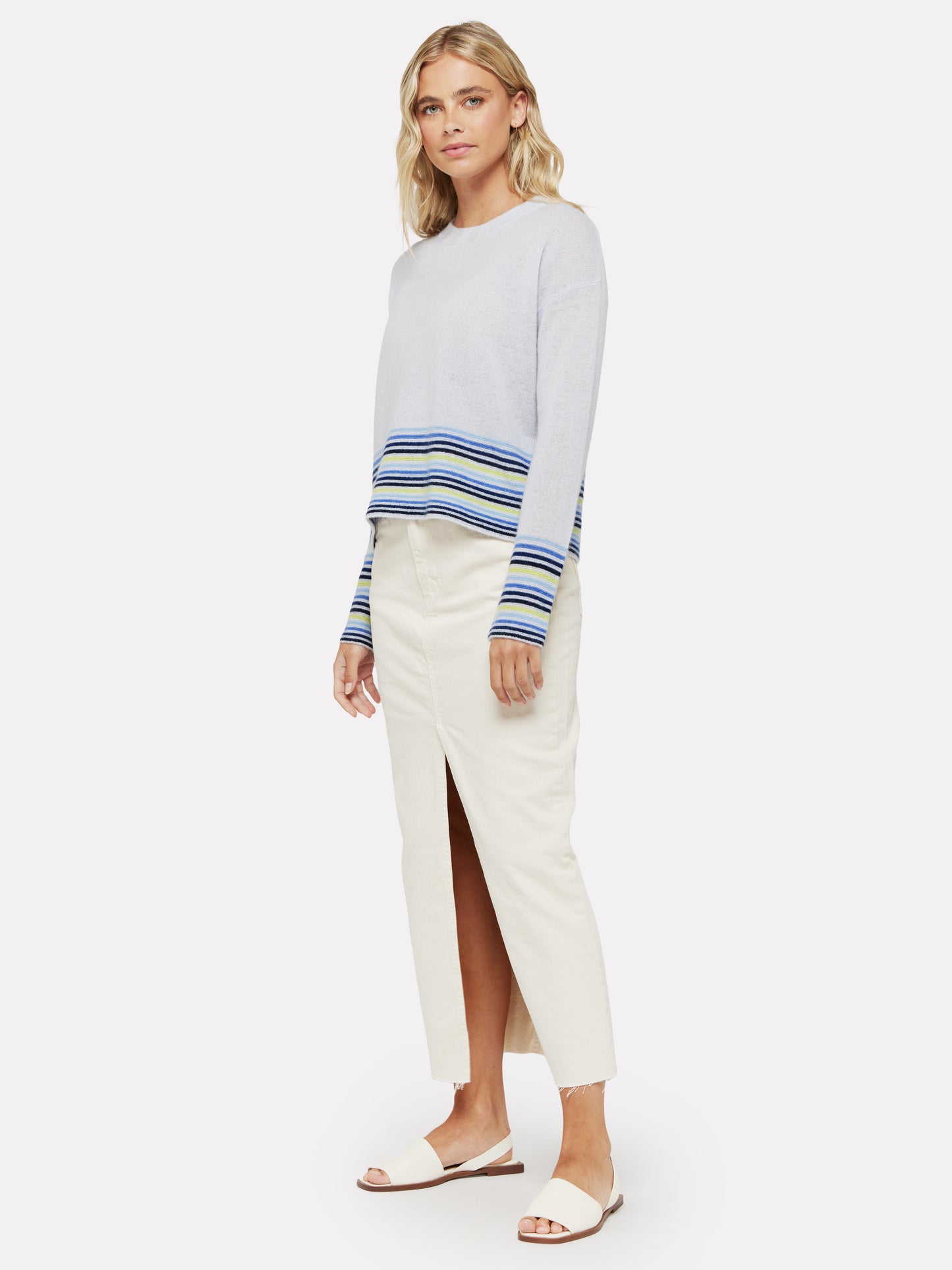 Sweater--"Mini-Stripe Pearl", Cashmere (Brodie)
