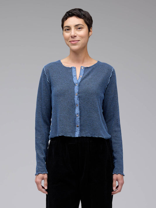 Cardi--Knit, Crop, Button, Cinnabark OR Tidal (Cut Loose)