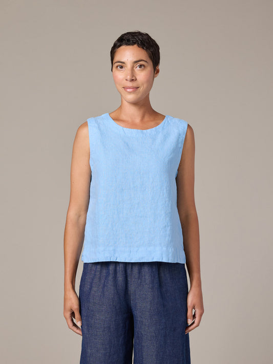 Top--Shell, Wide-Facing, Linen, Forget-Me-Not (Cut Loose)