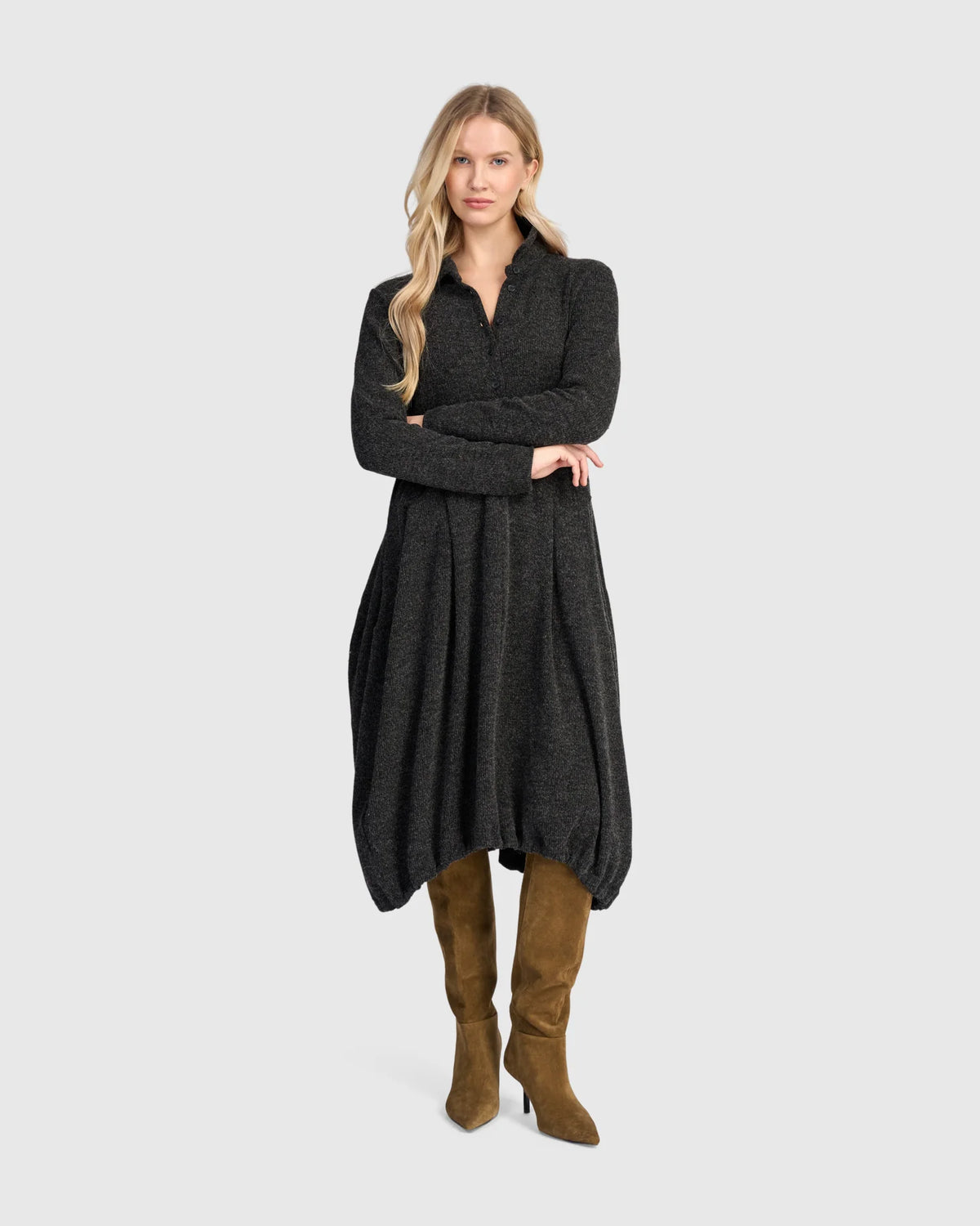Dress--Long, Poly-Jersey, Shadow (Alembika)
