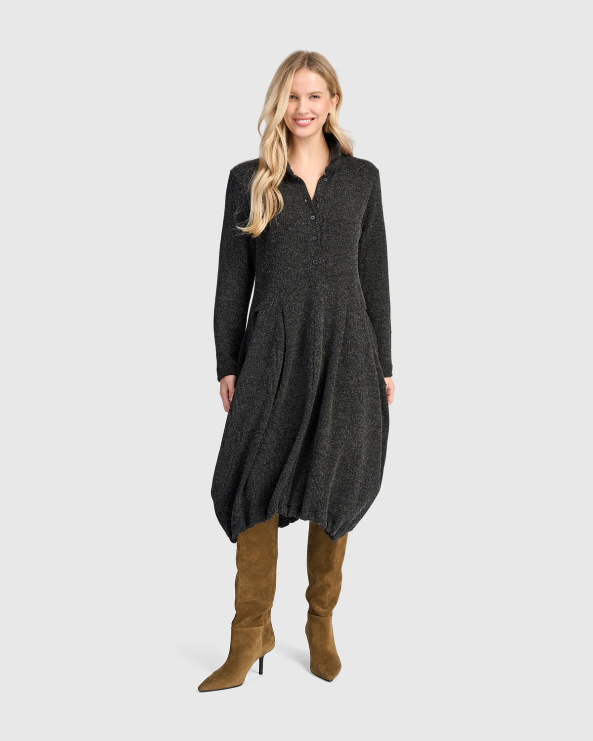 Dress--Long, Poly-Jersey, Shadow (Alembika)