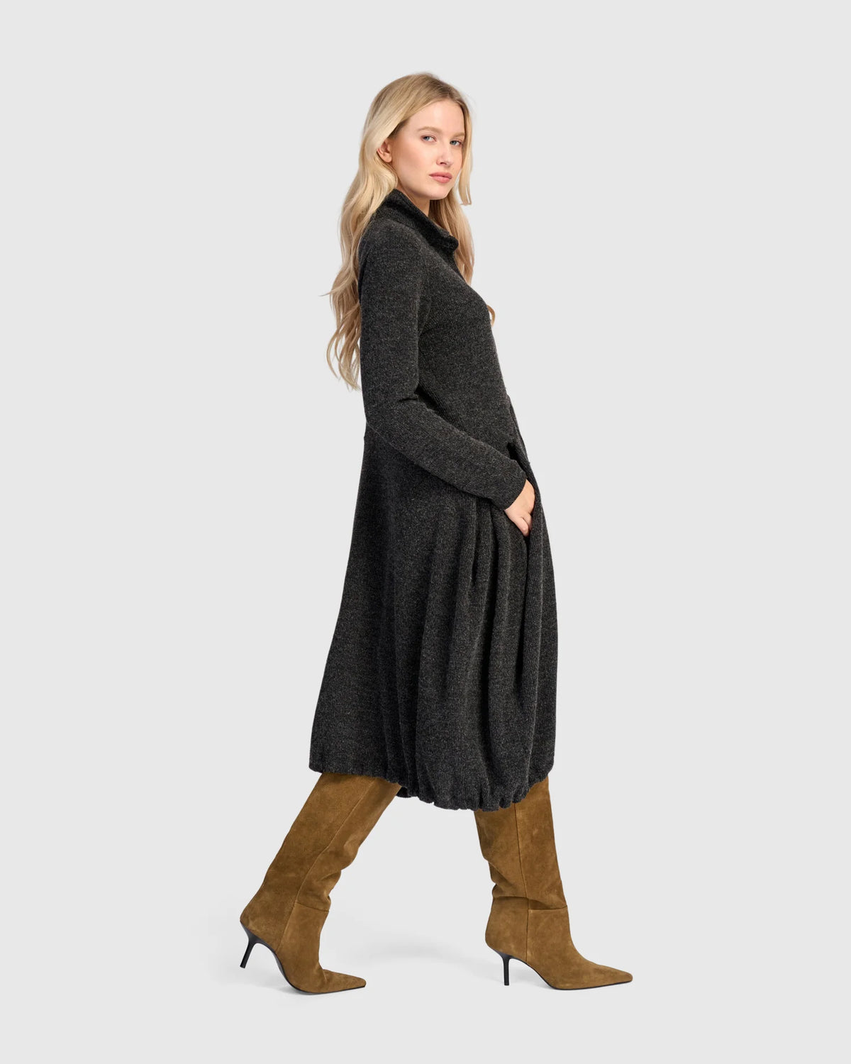 Dress--Long, Poly-Jersey, Shadow (Alembika)