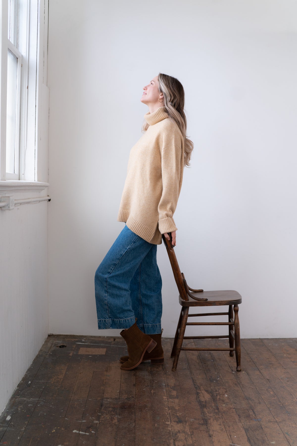 Sweater--"Dog Walker", Chunky Turtleneck, Recycled Yarns, Many Colors (Echo verde)