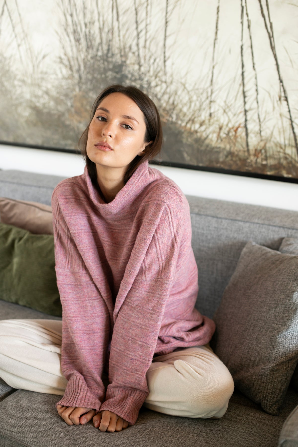 Sweater--"Eezee", Crew Neck, Dolman-Sleeve, 4 Colors (Echo Verde)