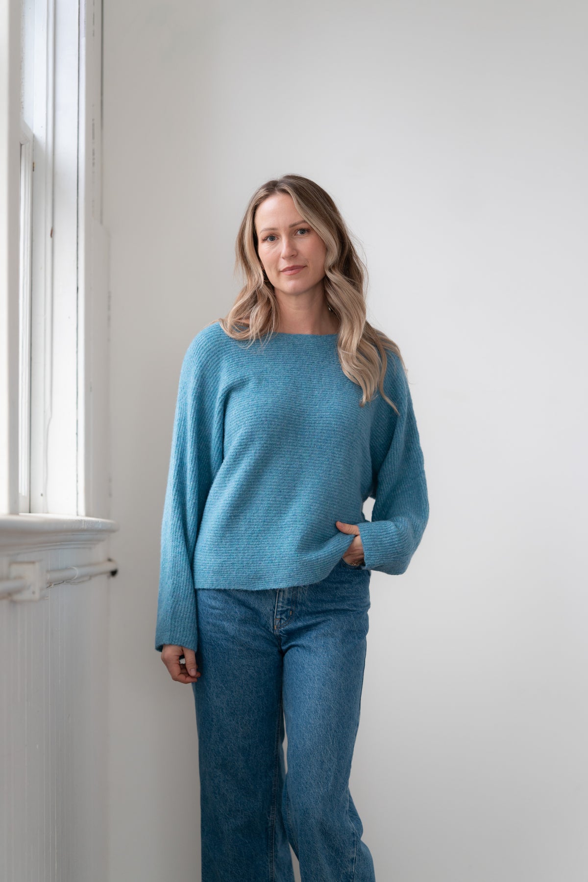 Sweater--"Eezee", Crew Neck, Dolman-Sleeve, 4 Colors (Echo Verde)