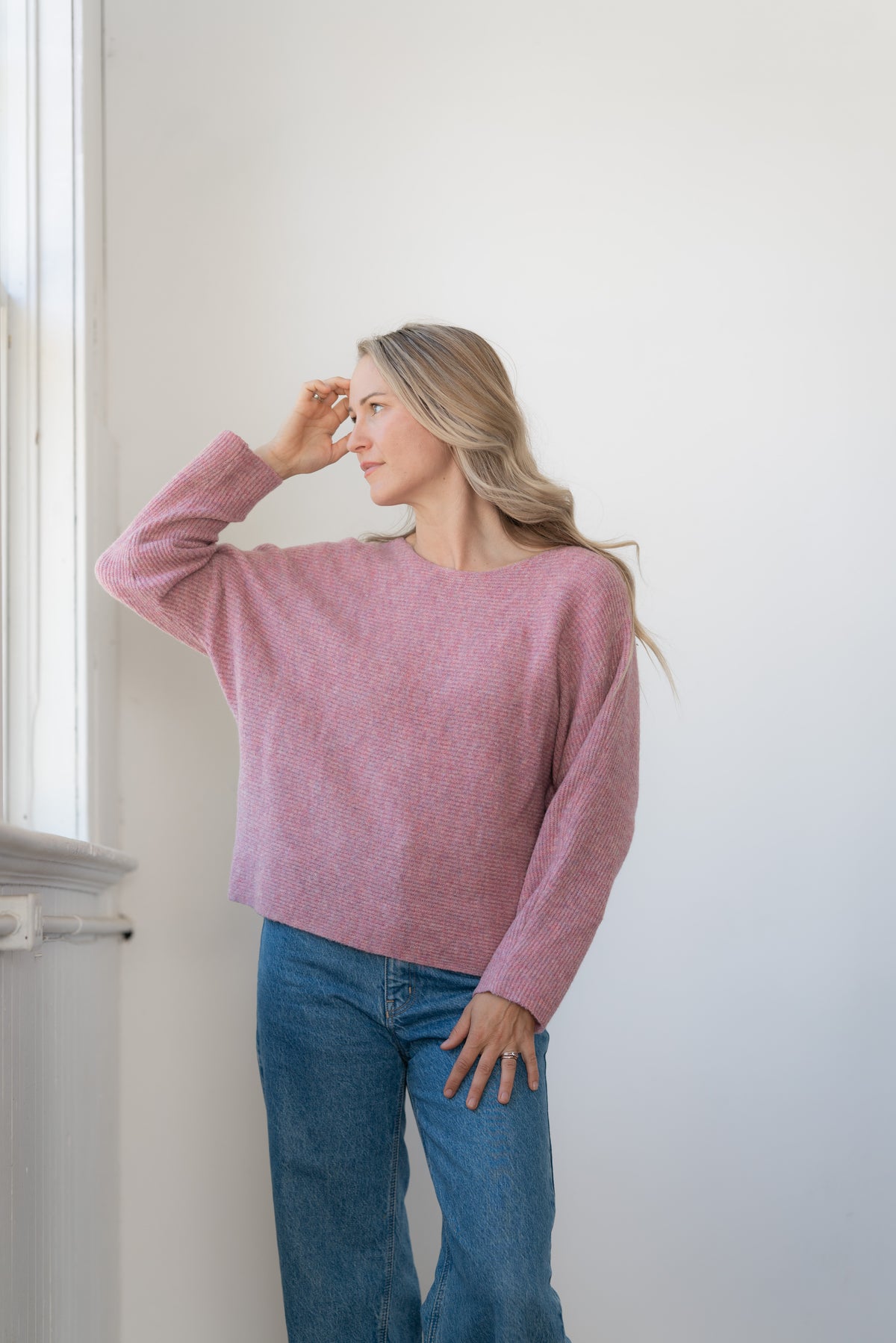 Sweater--"Eezee", Crew Neck, Dolman-Sleeve, 4 Colors (Echo Verde)