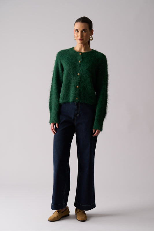 Cardigan--"Loop of Luxury", Poly-Blend, Ground COFFEE (FOIL)