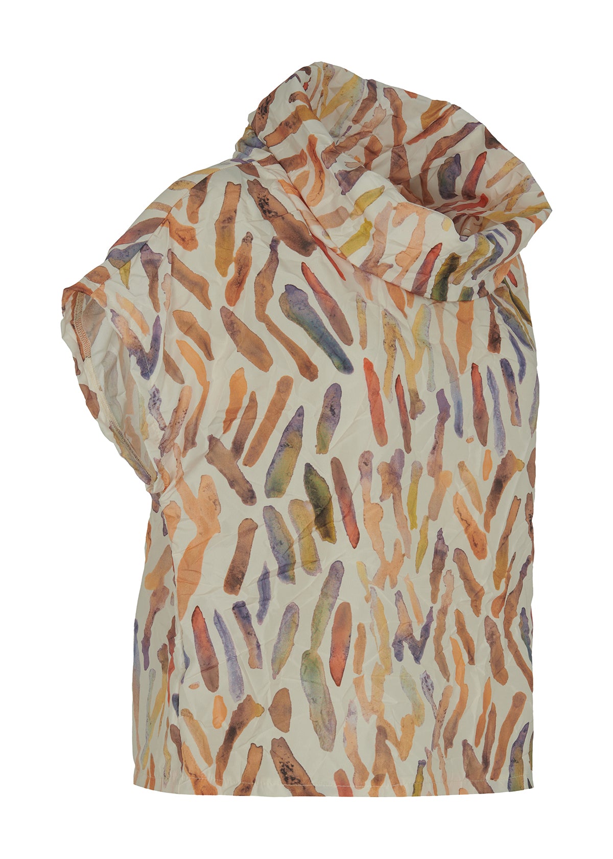 Top--"Suki", Cowl neck, Short Sleeve, Parachute material, Squiggles-Multi (Kozan)