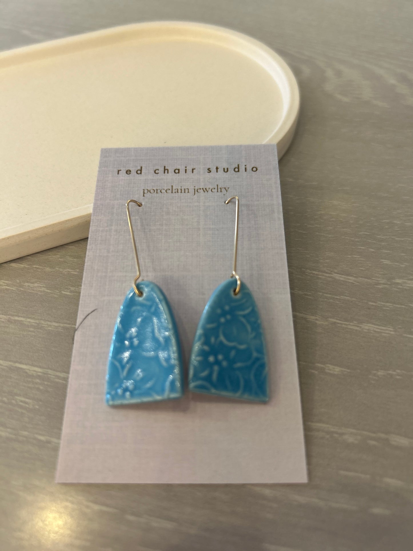 Earrings--Porcelain, Dangle--TALL, 4 Patterns (Red Chair Studio)