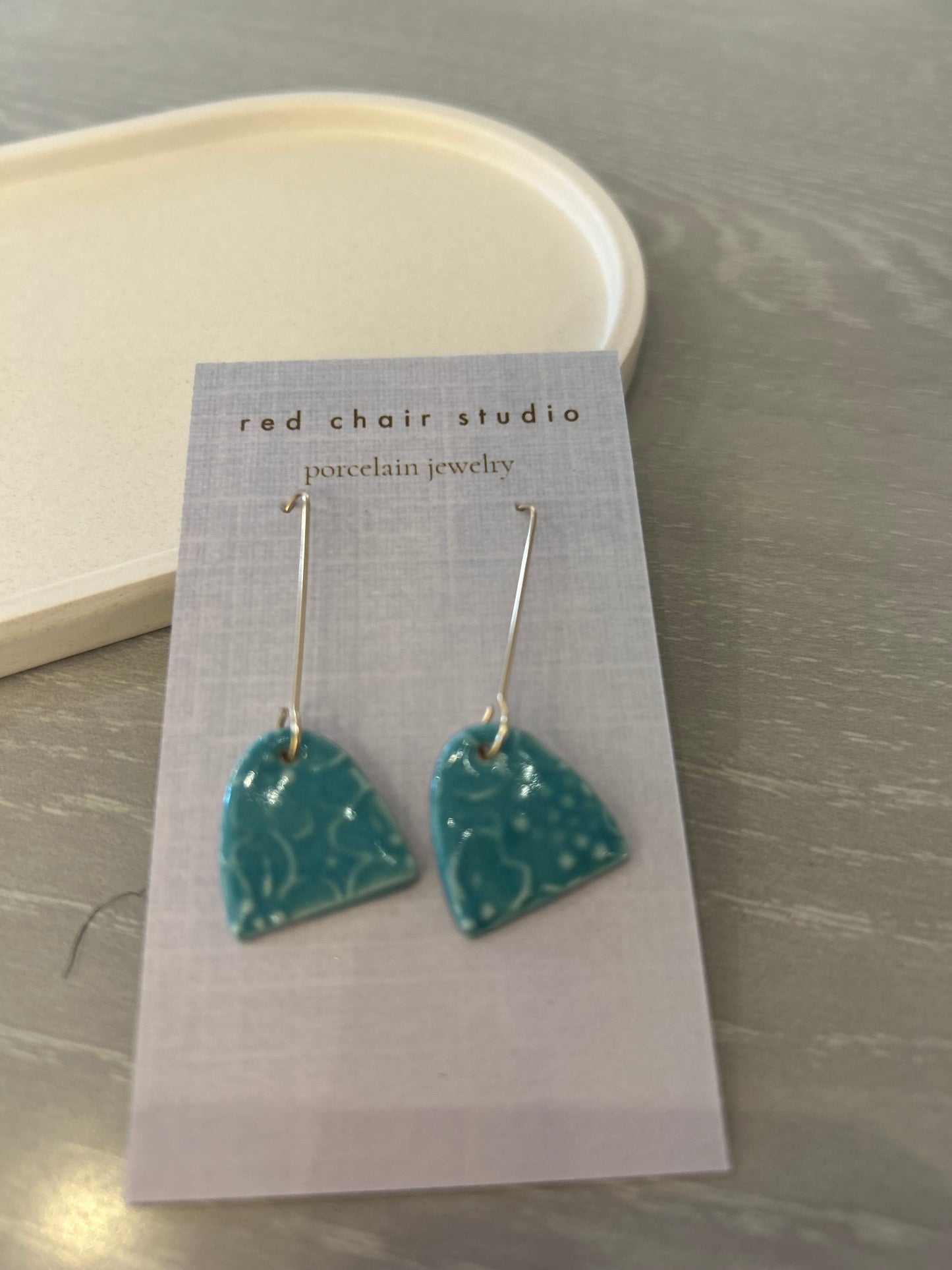 Earrings--Porcelain, Dangle--TALL, 4 Patterns (Red Chair Studio)