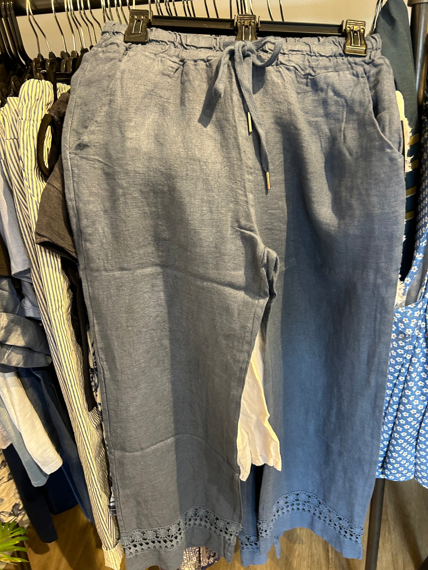 Pants--Palazzo, Linen, Indigo (Femme Fatale)