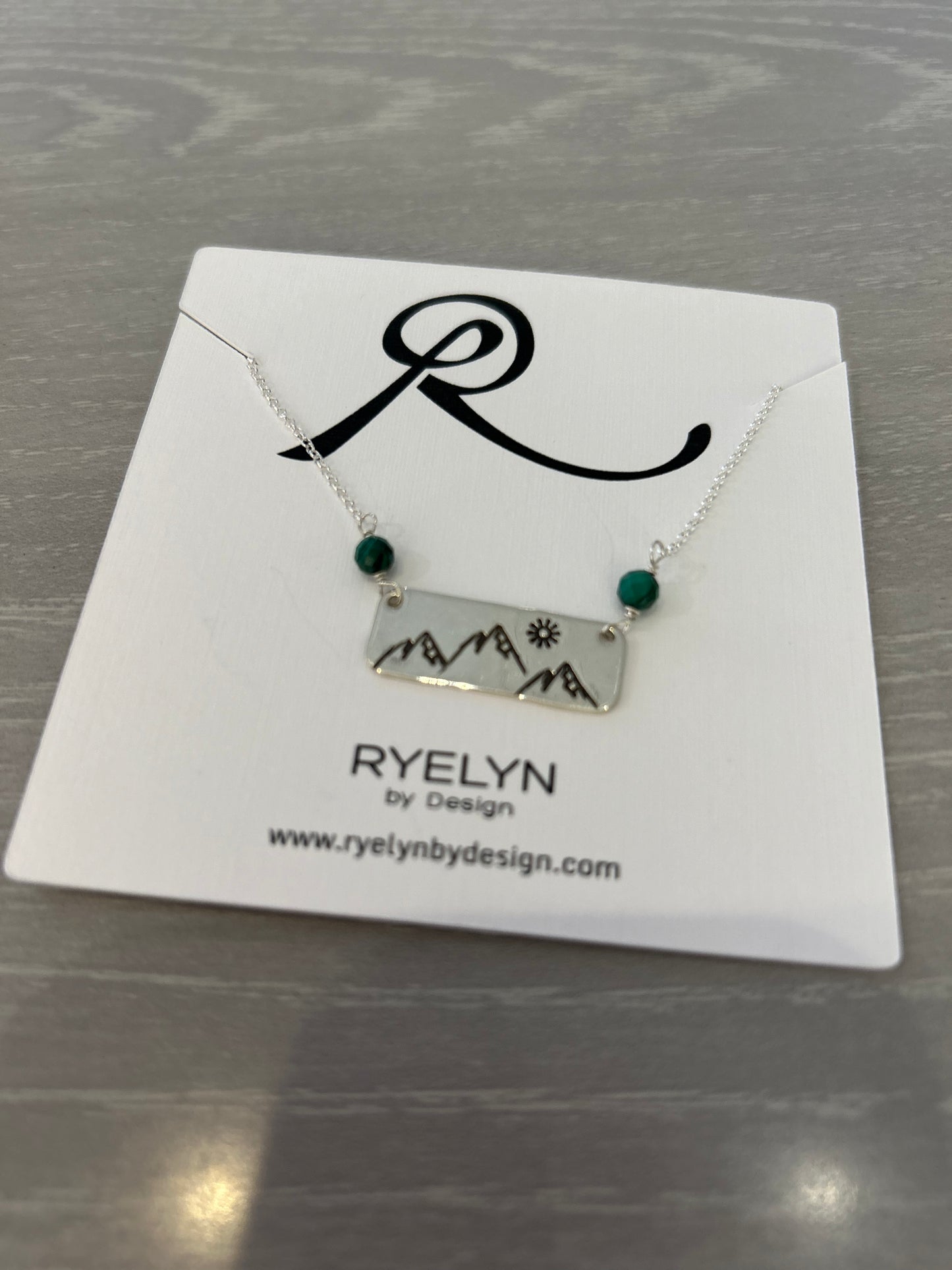 Necklace--"Mountain Range", Rectangle, Silver w/Turquoise (Ryelyn By Design)