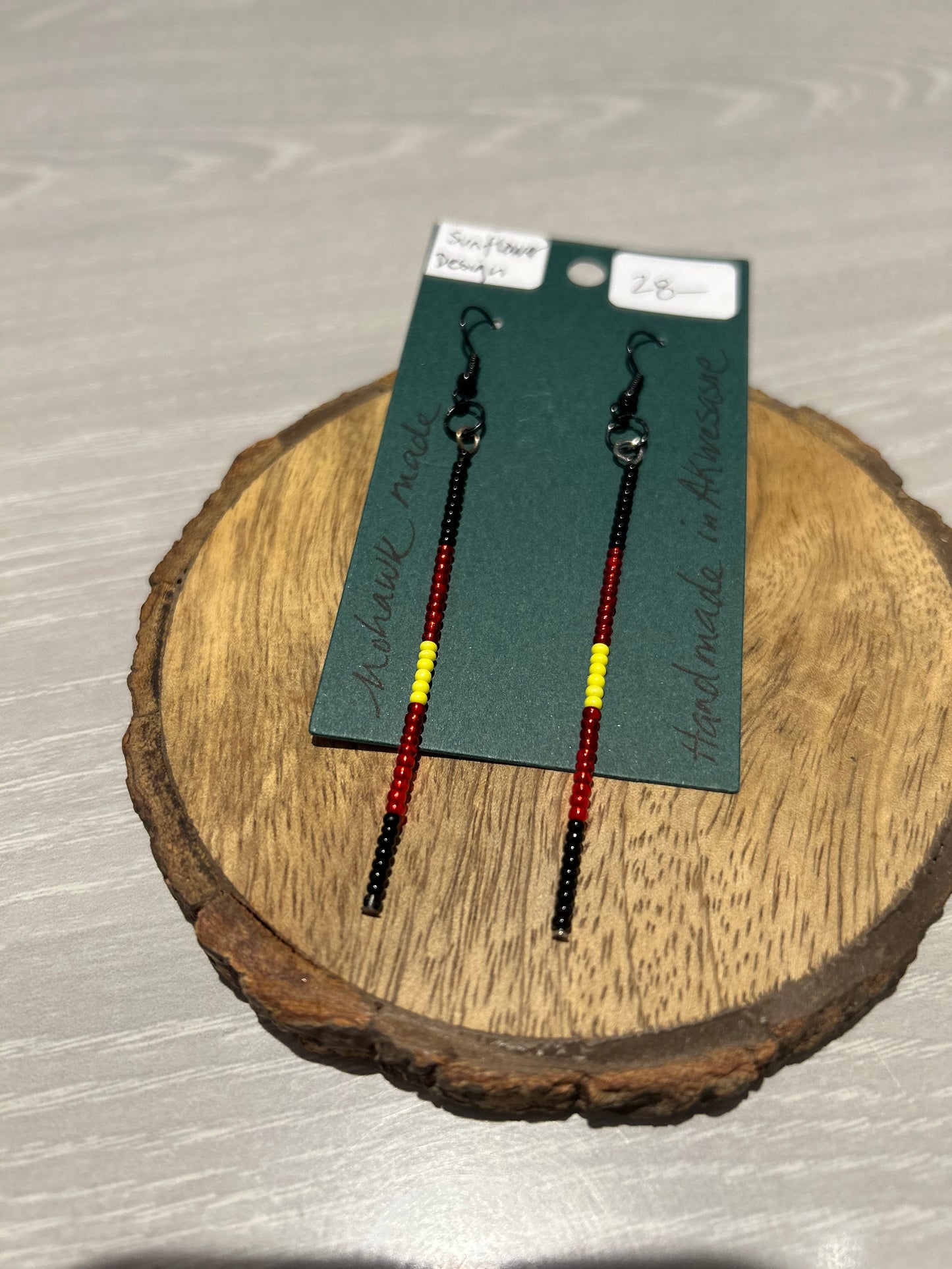 Earrings--Beaded, Mohawk, Many colors (Sunflower Design)