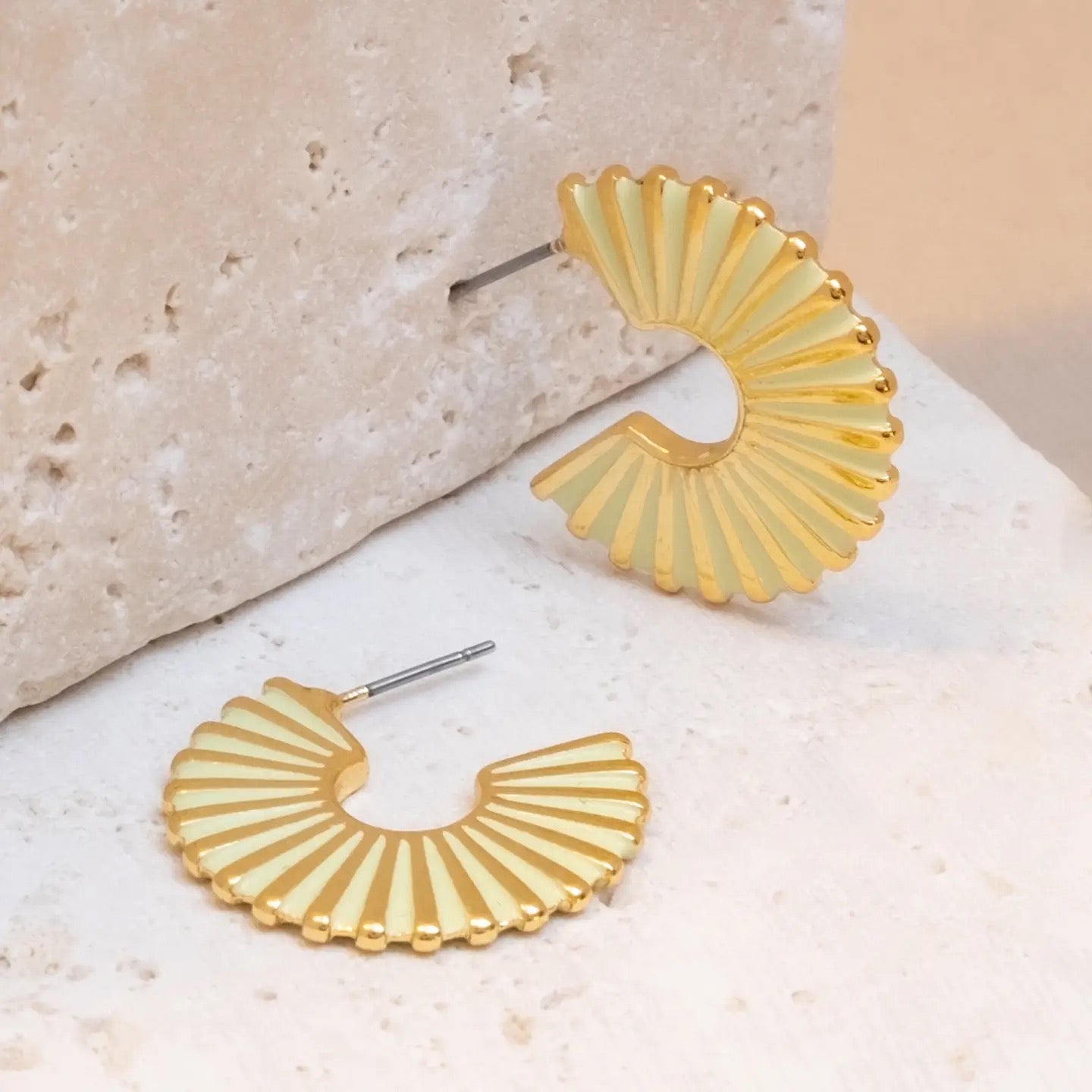 Earrings--Gold and Mint, Hoops, Enamel & Gold-Plate (Mayana)