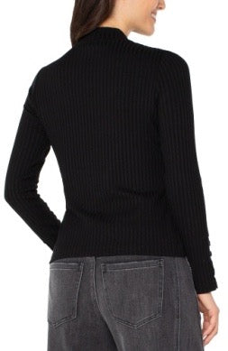 Top--Mock, Long Sleeved, Rib Knit, Black (Liverpool LA)