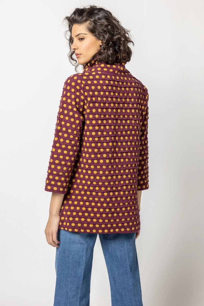 Tunic--"Spot"-Como, Cowl, 3/4-Sleeve, Rust/Mustard (Komil)