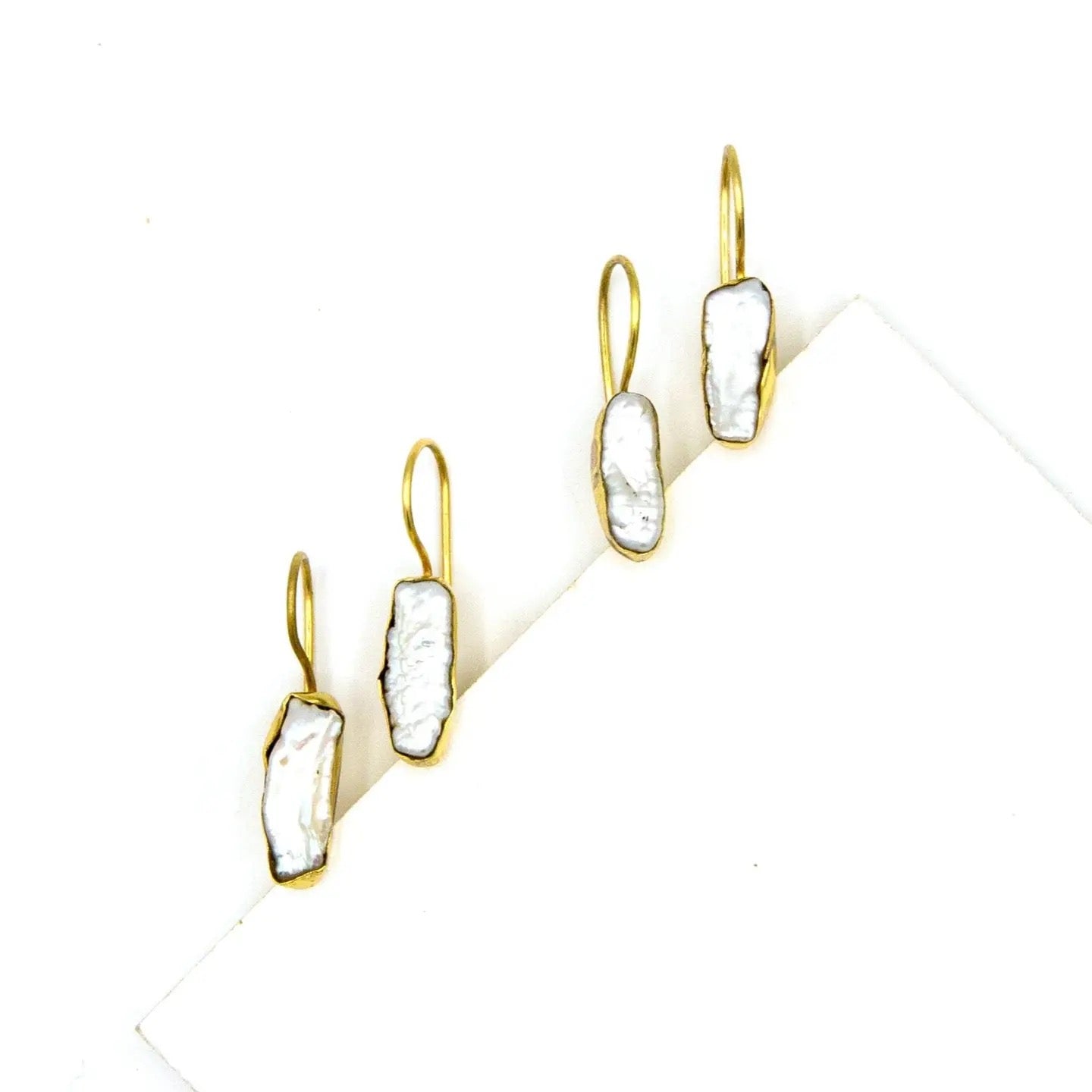 Earrings--"Freshwater Pearl", Brass & Pearl (Fair Anita)