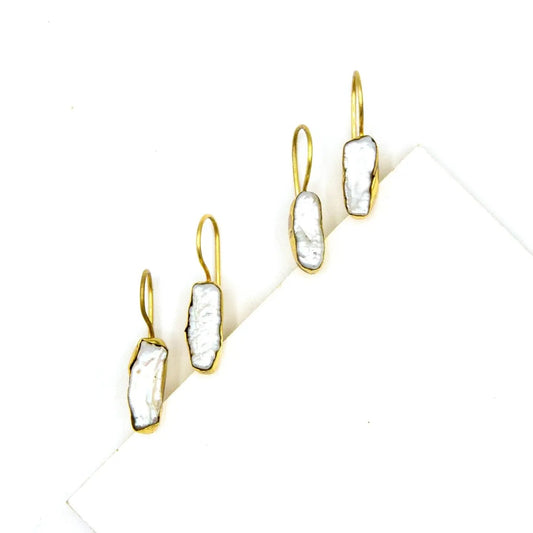 Earrings--"Freshwater Pearl", Brass & Pearl (Fair Anita)