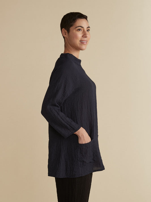 Top--Raglan, 3/4 Sleeve, Front Pockets, Tidal Blue OR Grey (cut loose)