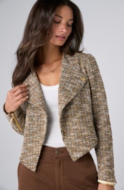 Jacket--Moto, Cross-Zip, Gold-Multi (Liverpool LA)