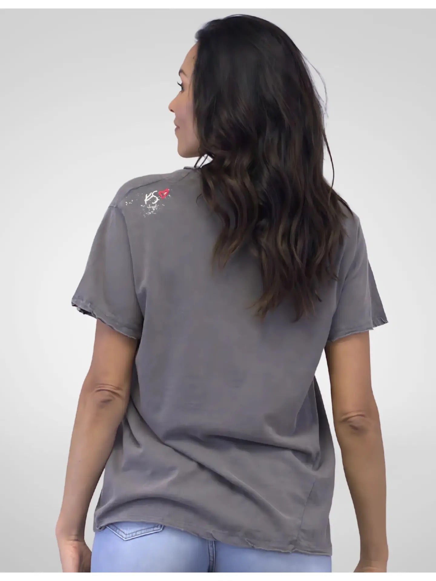 Shirt--"Estelle", Tee, Short-Sleeved, Butterfly, Heather Grey (Caite & Kyla SEO)