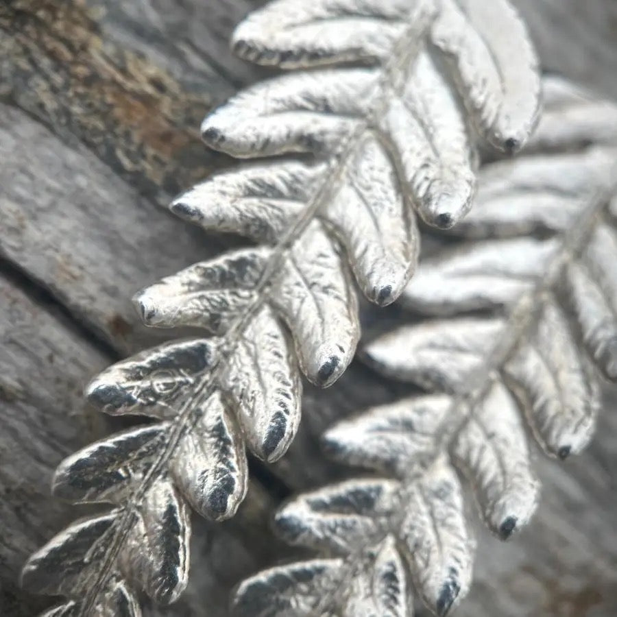 Earrings--Fern, Golden Bronze or Silver (Morning Moon)