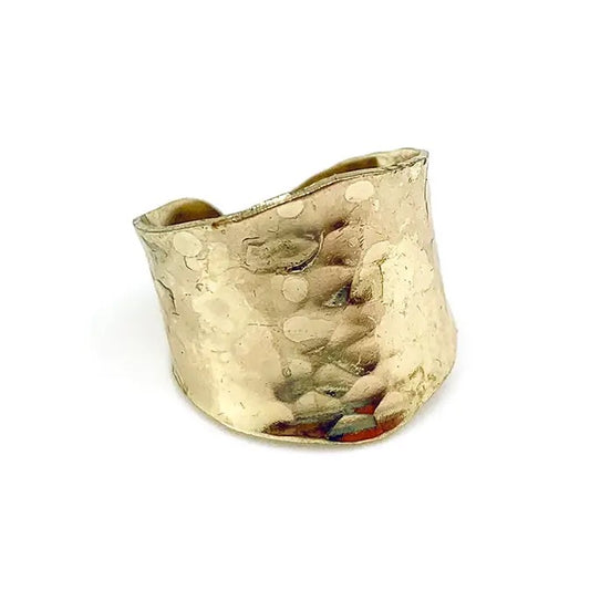 Ring--Hammered, Brass--GOLD-Plated (Anju)