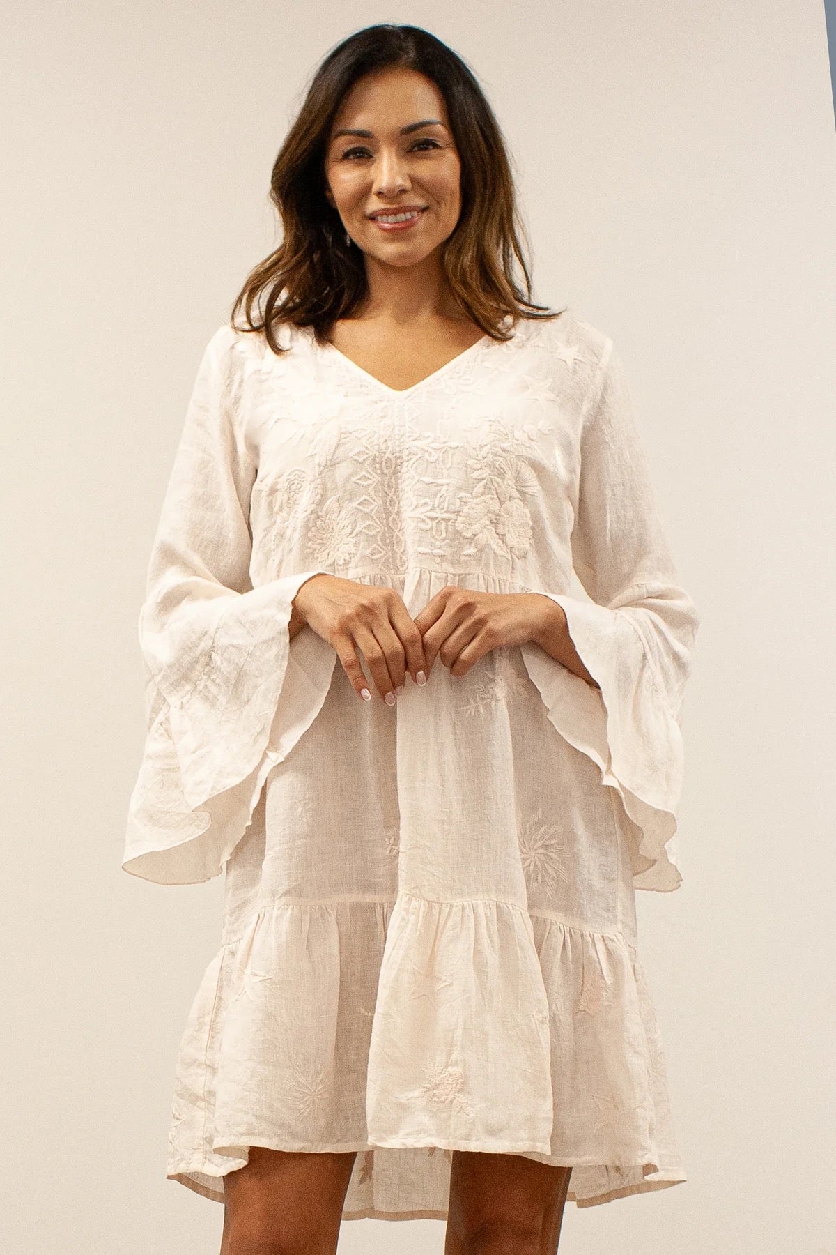 Dress--"Ayla", Embroidered, Petal Pink (Kyla SEO)