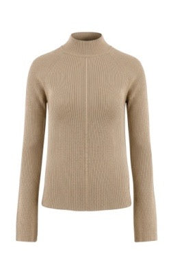 Sweater--Mock Turtleneck, Central Seam, Knit--Khaki (Liverpool LA)