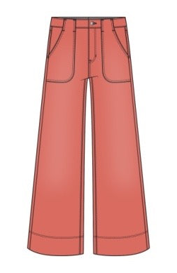 Jeans--"Stride", Crop, Wide Leg, Red Clay (Liverpool LA)