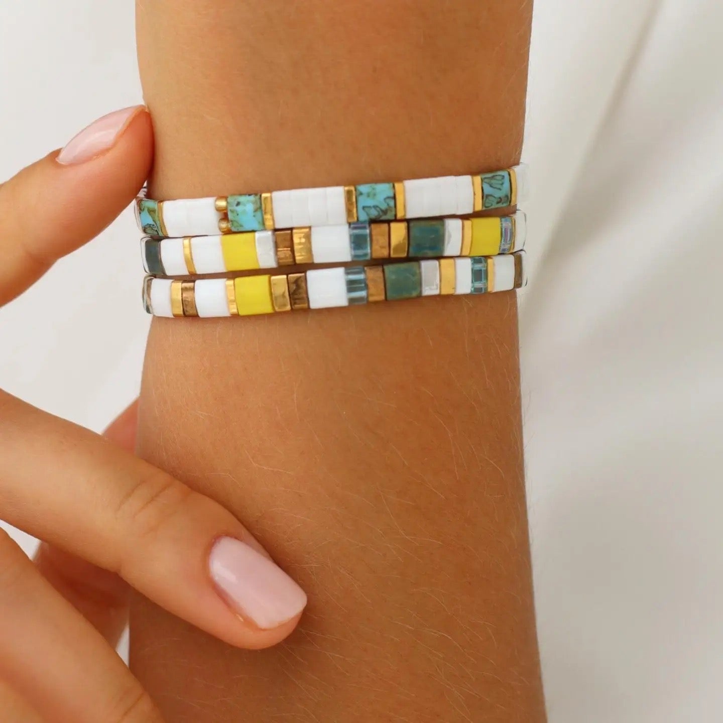 Bracelet--Glass Beads, Flat, Many Colors (Køss Design)