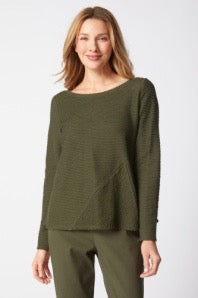 Top--"Ripple Effect", Round neck, Long Sleeve, Forest Green (Habitat)
