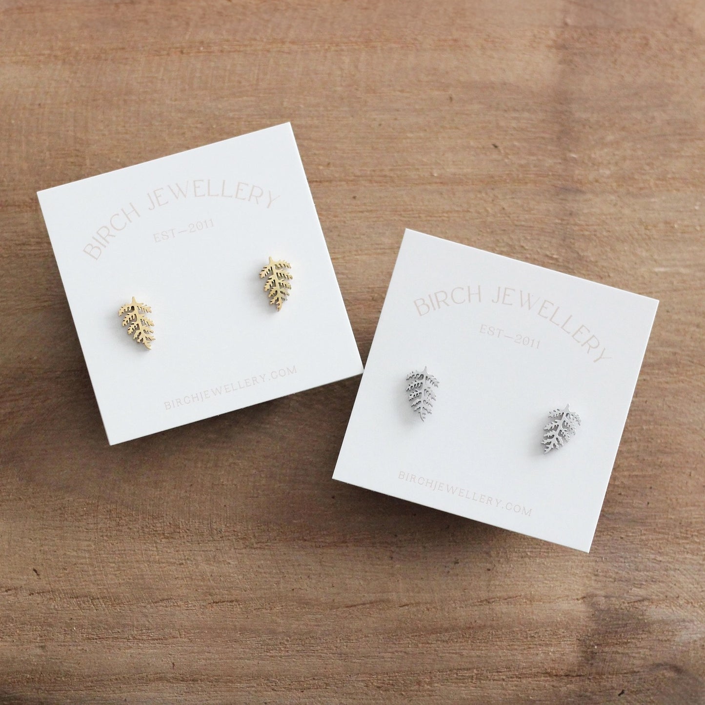 Earrings--"Ferns", Studs, "Silver" (Birch Jewellery)