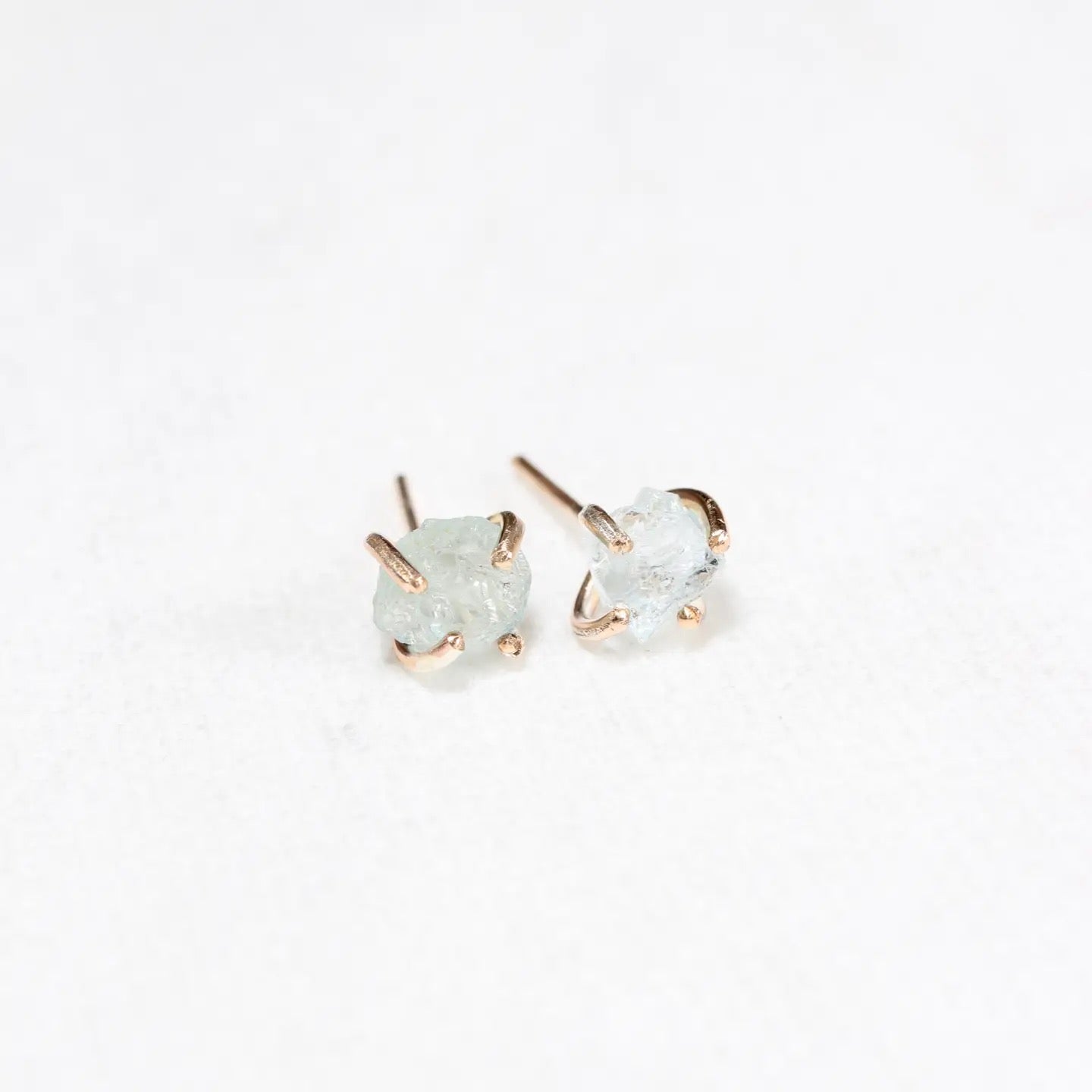 Earrings--Stud, Raw Stone, Silver OR Gold, 3 Stones (Esme)
