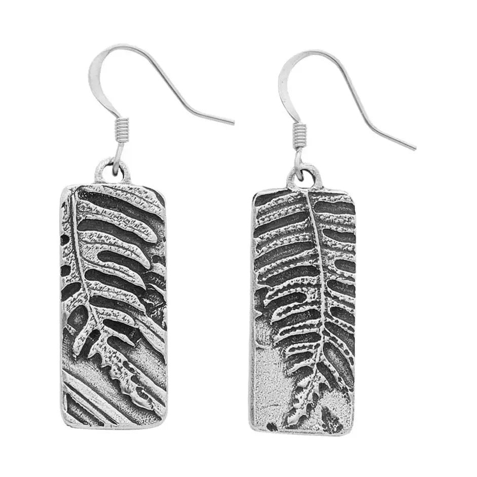 Earrings--"Woodland" (Fern), Dangle, Pewter (Danforth Pewter)