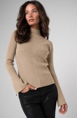 Sweater--Mock Turtleneck, Central Seam, Knit--Khaki (Liverpool LA)