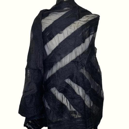 Wrap--"Stripes", Wool-Chiffon, Black (Pomegranate Moon)