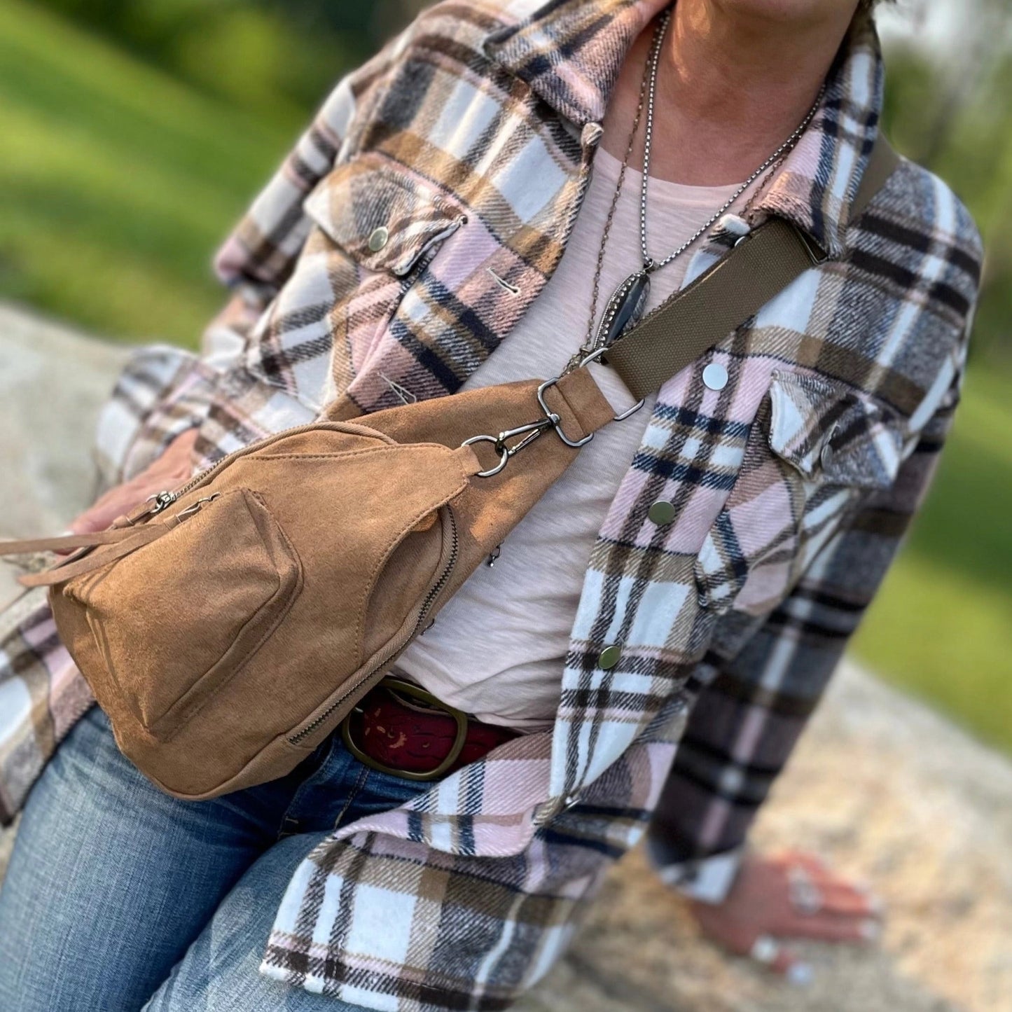 Shacket--Plaid, Flannel, Pink & Tan (Bohemian Grace/Grace & Grit Living)