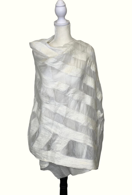 Wrap--"Stripes", Wool-Chiffon, WHITE (Pomegranate Moon)