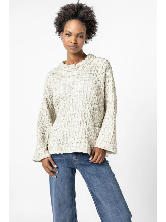 Top--Marled, Waffle, Long-Sleeve, Cream (Komil)