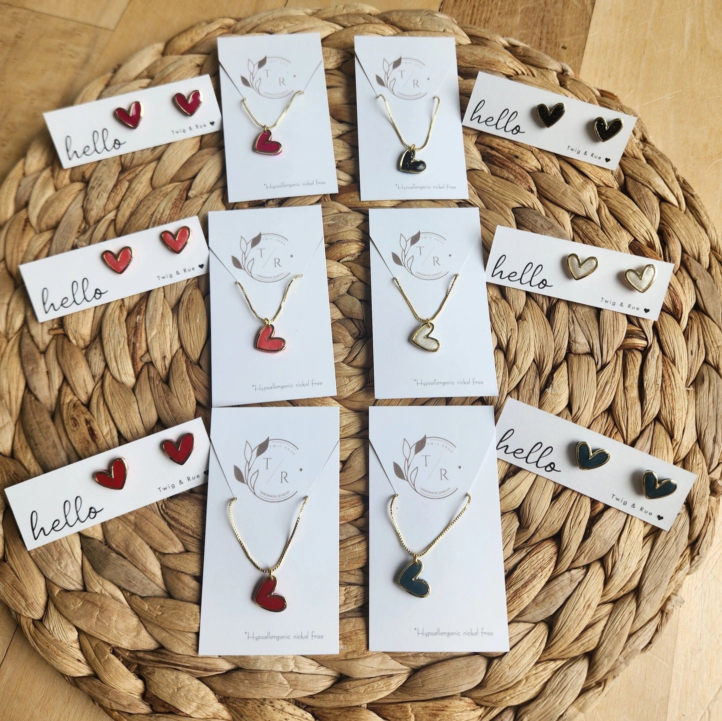 Necklace--Heart, Gold-Plated, 6 Colors (Twig & Rue)